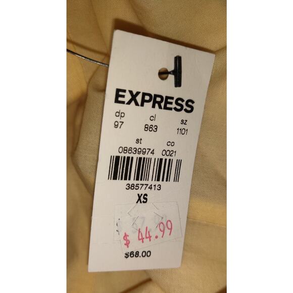 Express Yellow Crop Halter Top Sz XS Tropical Floral NEW NWT 100% Cotton Hawaii - Picture 8 of 13